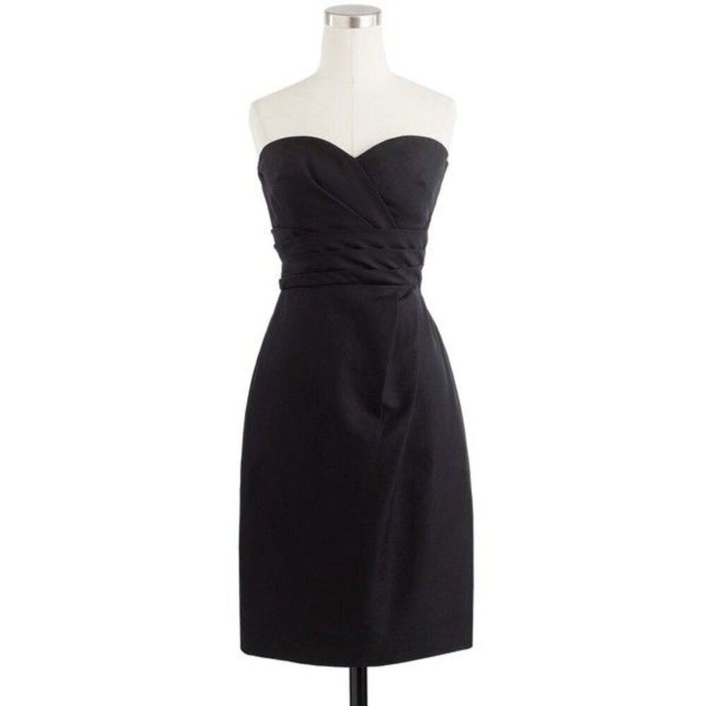 J. Crew Raquel Black Strapless Dress Women's Size 2 Cotton & Polyester, Lined